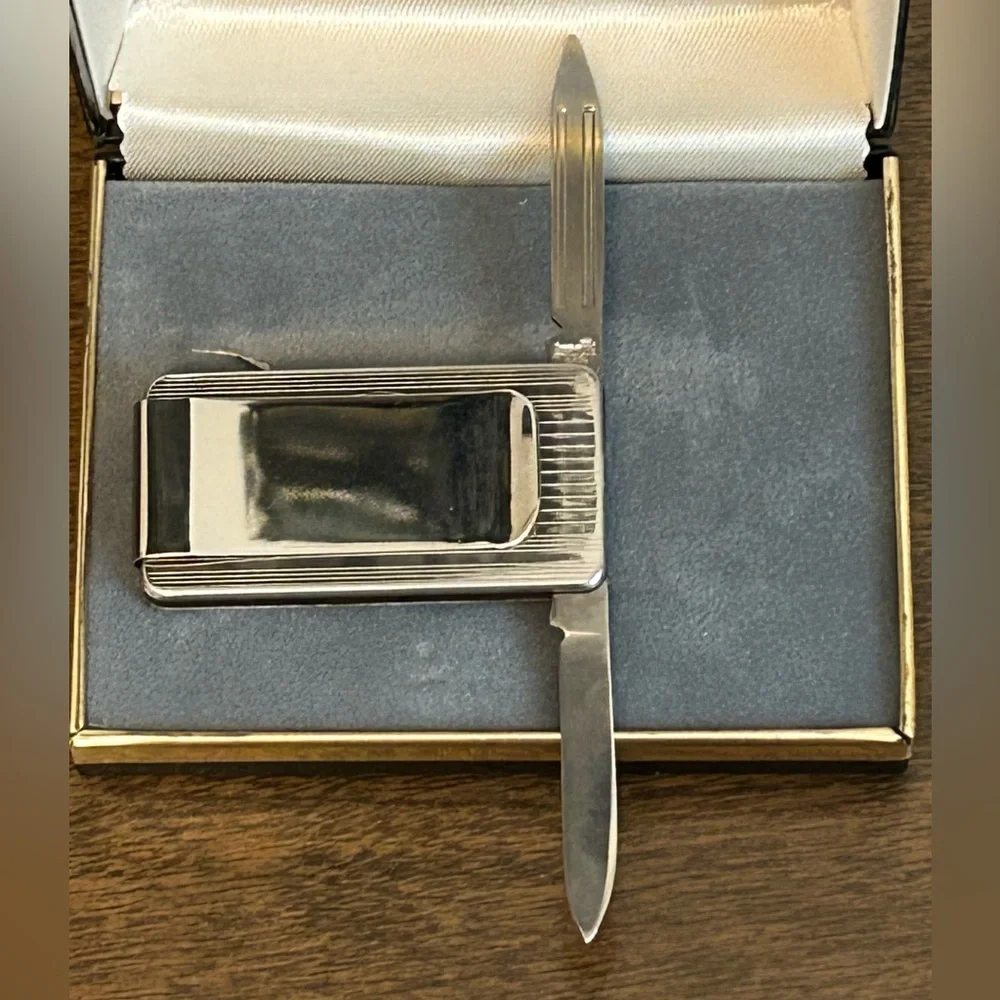 IMPERIAL STAINLESS SAILING SAILBOAT SHIP MONEY CLIP WITH FILE & KNIFE NIB